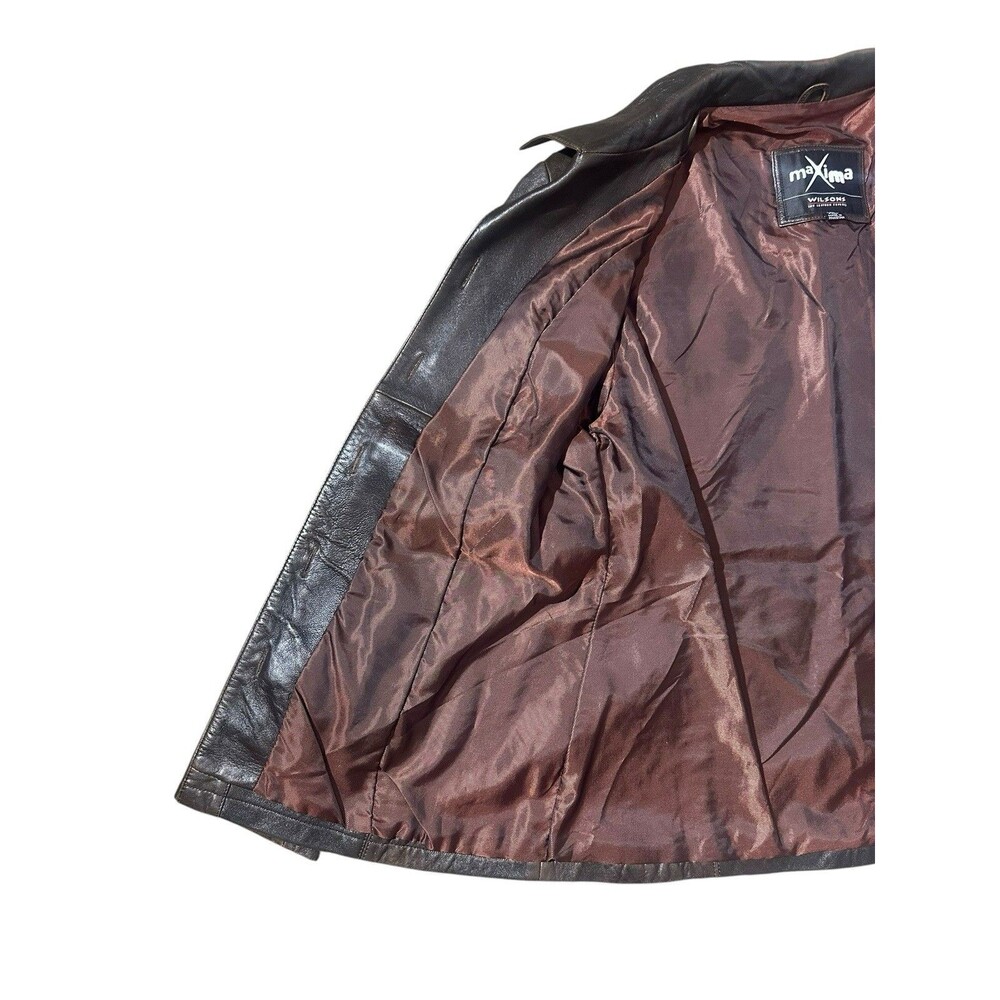 Vintage Wilsons Leather Maxima Women's Brown Genuine Leather Jacket XL Button Up - Picture 8 of 16